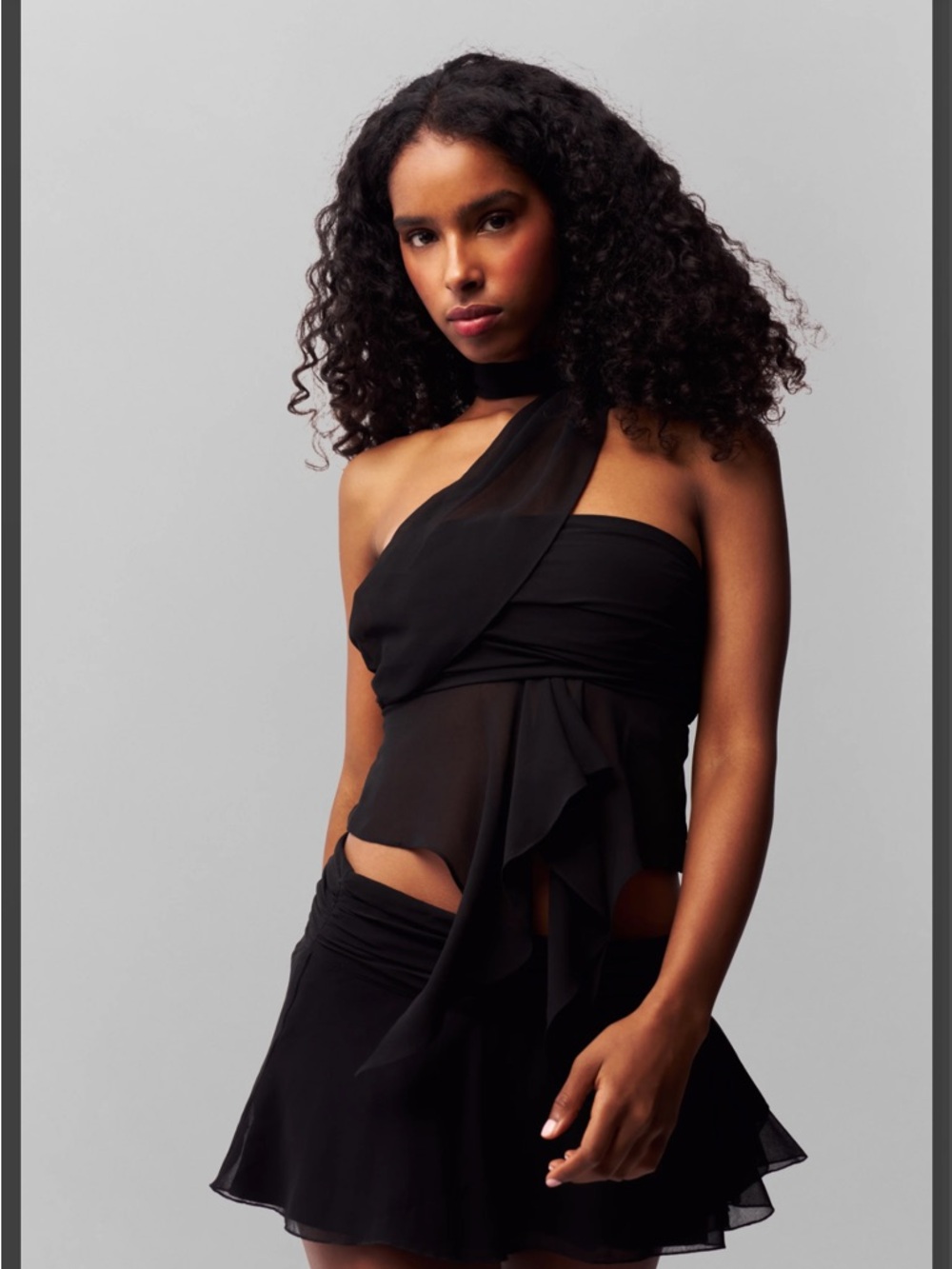 Guizio Black chiffon wraparound top